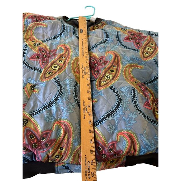 VTG Robert Stock Ltd Quilted Silk Bomber Jacket Retro Paisley Blue Multi-Color L - Picture 8 of 12